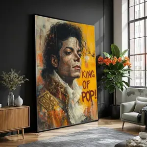 Unframe King of Pop Portrait Vibrant Yellow Background Artwork
