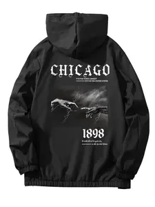 Unisex Stylish Trendy Street Campus Graphic Jacket, Versatile and Cool Windbreaker for Everyday Wear, Perfect for All Seasons
