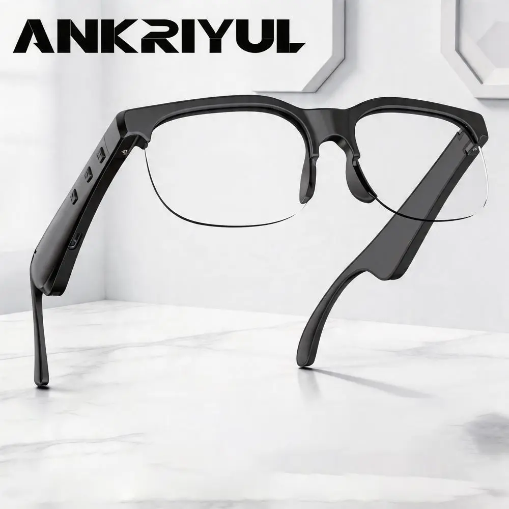 ANKRIYUL Multifunctional Audio Sunglasses, Wearable Smart Sound Glasses, Dual-Color Design, Physical Buttons, Non-Water-Resistant, for Daily Use