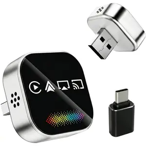 Portable CarPlay Adapter — Compatible with Car Electronics and Video Players; Upgraded 4-in-1 Wireless CarPlay Adapter with Premium Metal Finish, Supports Both Apple iOS and Android Systems