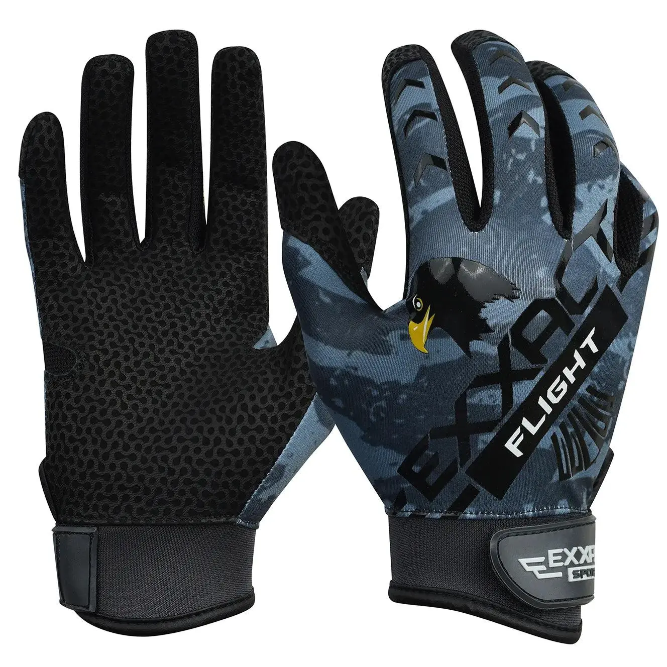 Exxact Sports Flight Batting Gear for Softball, Unisex Gloves with a Textured Genuine Leather Palm, Second Skin Fit, & Neoprene Strap for Superior Grip, Youth, Baseball & Softball, Adults, Breathable Back, Silicon Print, Anti-Skid, Durable, All Seasons
