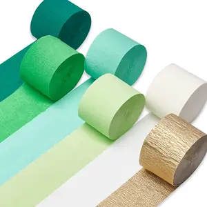PartyWoo Crepe Paper Streamers, 6 Rolls (1.8 in x 82 ft/Roll) 492ft Lime Green & Gold Pack, Party Decoration Supplies for Birthday, Wedding
