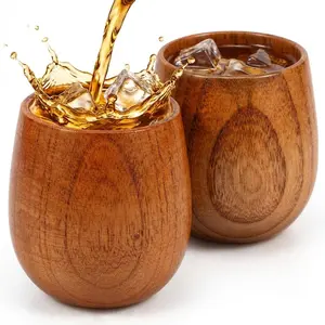 2pc-Wooden Whiskey & Bourbon Drinking Glass Tumbler Cup, Charred or Uncharred Old Fashioned Glass, Perfect Gift for Men, Traditional Drinkware, Perfect Holiday Gift, Holder