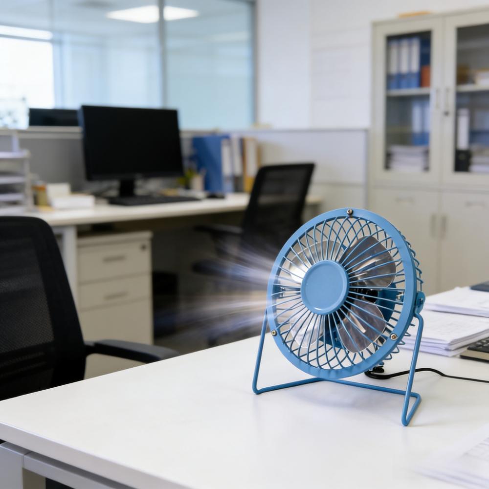4" USB Metal Desk Fan - No Batteries Needed, Single Speed, Portable Cooling for Work & Travel