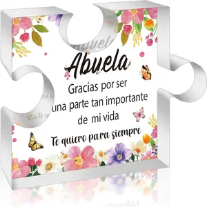 Spanish Grandma Birthday Gifts - Acrylic Puzzle Decorative Plaque Keepsake Paperweights Gifts for Grandma in Spanish Christmas Mothers Day Gift for Grandma from Granddaughter Grandson