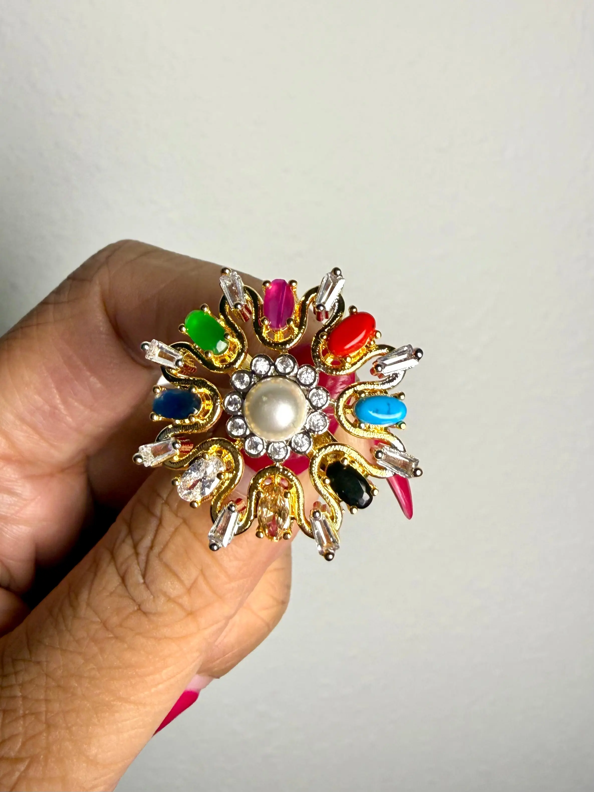 Nauratan ADJUSTABLE Ring in Gold, Colorful