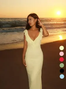 Women's Plain Tie Front Dress, Elegant Fashion Casual Backless Dress for Daily Outdoor Wear, Women Dress for Summer, Elegant Romantic Dress, Womenswear