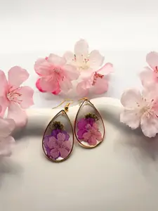 Teardrop Flower Earrings with Plantable Seed Paper Included: Handmade Earrings, Resin Earrings, Real Flower Earrings, Earring Gift