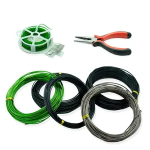 7 Pieces Bonsai Wire - 5 Rolls Aluminum Bonsai Training Wire, Scissors and Plant Tie with Cutter 50m Bonsai Tool Set, Adjustable Anodized Wire 1/1.5/2.0mm for Bonsai Tree Training DIY Tools