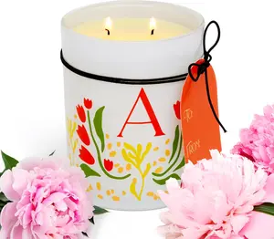 QUALIA Scented Candle 17.5 oz – Large Tumbler with Dual Wicks, 110-Hour Burn Time, Long-Lasting Fragrance, Ideal for Home Decor or Holiday Gifting (Letter A, Pink Peony)