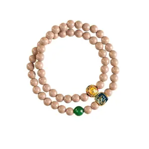 White Dragon's Spittle Natural Incense Beads Bracelet - Double-Ring Ancient Handcrafted Traditional, Long-Lasting Fragrance Buddhist Accessory, Comfortable for Zen Meditation, Chinese Aesthetics Holiday Gift
