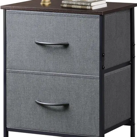 Dark Grey 2-Drawer Nightstand - 2-Compartment Storage Drawer Units, Removable Fabric Bins, Self-Leveling Feet, Assembly Required Bedroom Bedside Table, Entryway/Side Table for Tiny Apartments Home Organizer