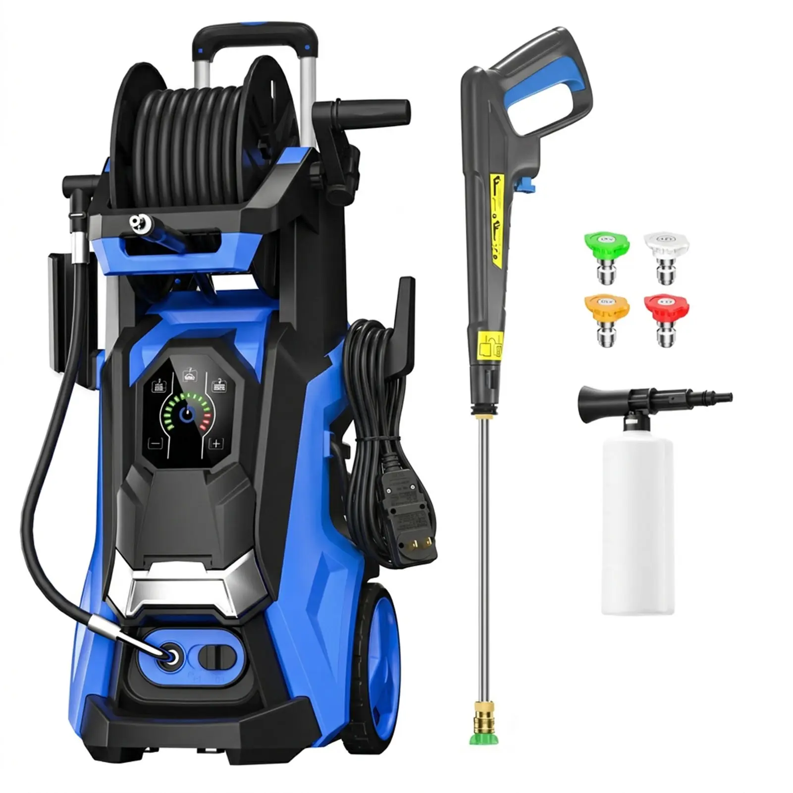 Electric Pressure Washer 5560PSI MAX 3.8GPM, 15 Level Adjustable Touch Screen, Efficient Cleaning Performance, with 4 Quick Connect Nozzles, 500ML Soap Bottle, Stainless Steel Lance, Total Stop System for Car Wash, Home, Patio, Driveway Cleaning
