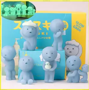 New Smiski Bath Serie Mystery Cute Glow In The Dark Green Doll Action Figures Cartoon Desktop Blind Box Model Gift Doll Toys