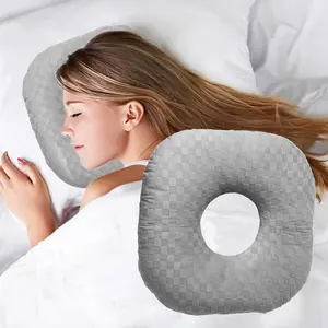 piercing pillow for Side Sleepers with an Ear Hole for CNH and Ear Pain Ear Inflammation Pressure Sores, Cotton and Polyester O-Shaped Side Sleeping Pillow, Ear Guard Pillow