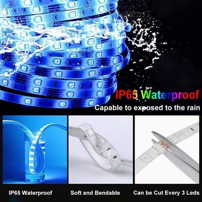 LED Strip Lights 32.8ft, Color Changing LED Lights for Bedroom, Kitchen, Cabinet Decoration, with 12V Power Supply and Key Remote