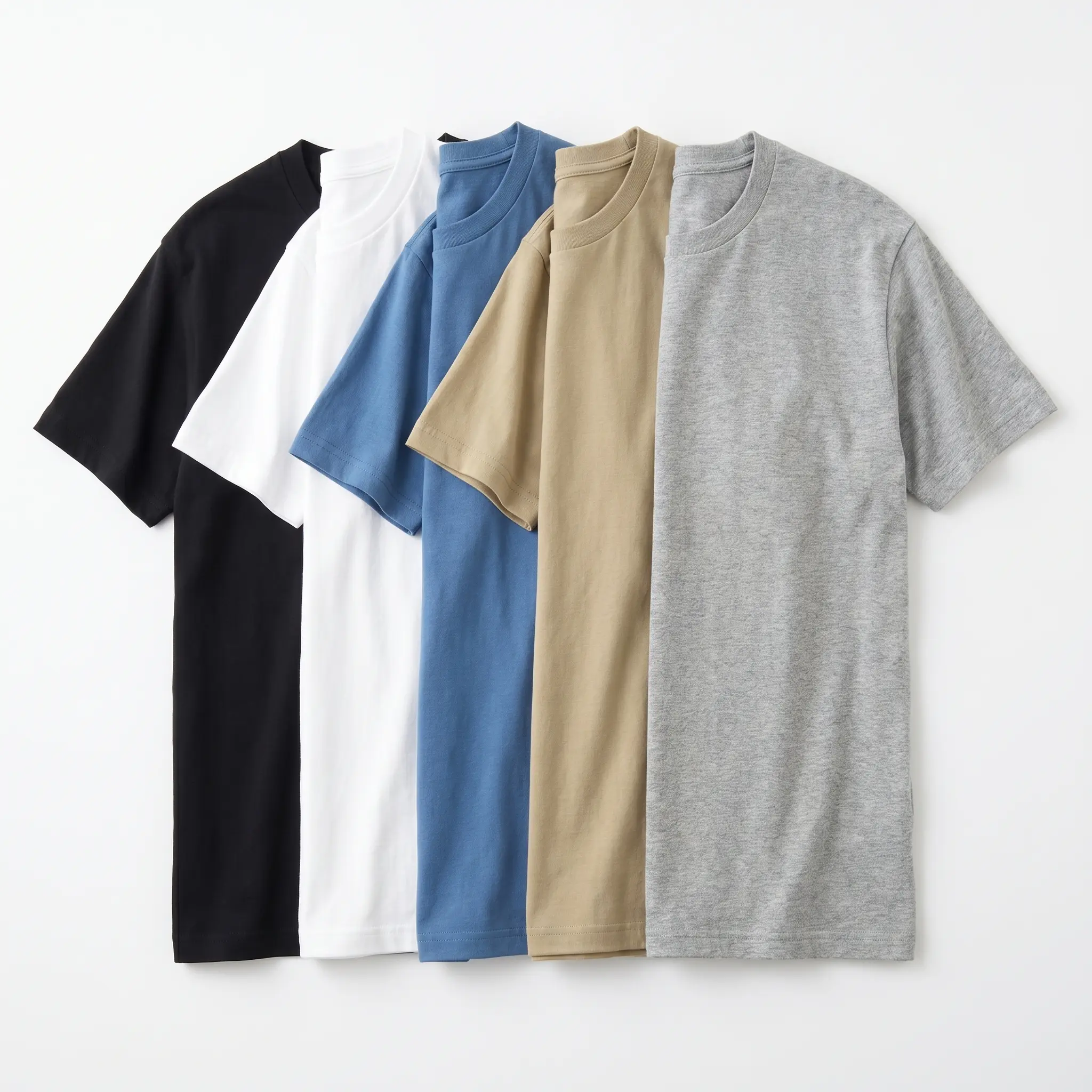 Men's 5-Pack 100% Cotton Short Sleeve Crewneck Classic Fit Solid Tagless Essential T-Shirts, Super Soft Everyday Wear, Ideal Gift for Family, Shortsleeve, Tshirt