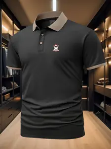 Christmas Santa Claus Pattern Summer Men's Polo Shirt, Casual Short Sleeve Collared Top, Fashion Daily Wear Gift