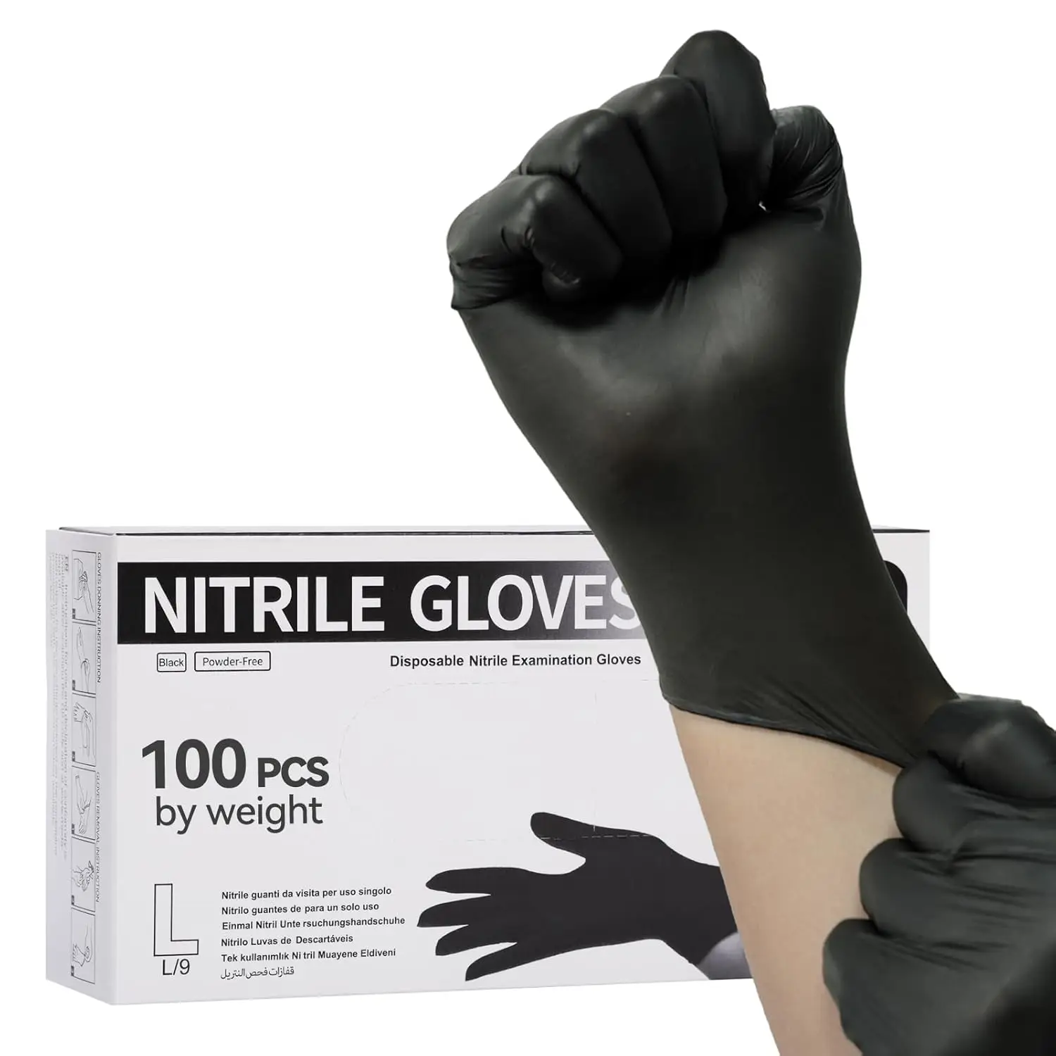Black Nitrile Gloves Disposable Large,3 Mil Thin Gloves,Latex Free,Powder-Free Food Safe Gloves For Cooking Cleaning Food Prep Tattoo Hair Dye,100 Pcs