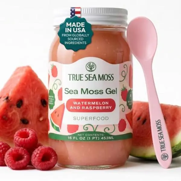 TrueSeaMoss Sea Moss Gel – Wildcrafted Seamoss with Fruits – Jams & Jellies – Watermelon/Raspberry, Pack of 1 (Labels may Vary)