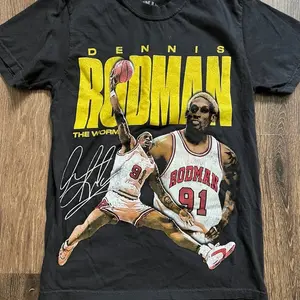 SALE Dennis Rodman basic black Graphic short sleeve Unisex T shirt