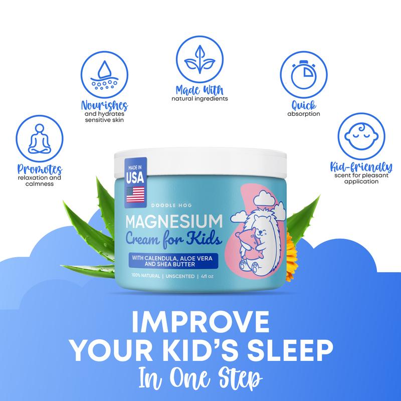 Magnesium Cream - Gentle Soothing with Calendula, Aloe Vera & Shea Butter for Relaxation, Sleep, and Calming Body Care Hydrating Blend, Unscented Moisturizing Lotion Moisturizer