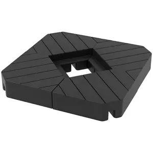 4-Piece Wood Grain Fillable Umbrella Weight Set, Stackable Black Slatted Wood-Look Base for Cantilever Cross Bases, Holds 176 Lb Sand or 132 Lb Water