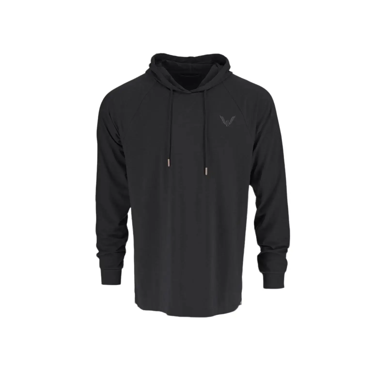 Thorogood Men's Black Long-Sleeve Casual Pullover Hoodie - Moisture-Wicking Stretch Cotton Jersey Hooded Sweatshirt with Logos, Low Iron Feature