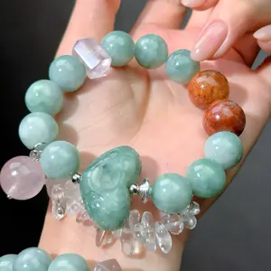 046 Jadeite Phantom Quartz Rose Quartz lucky charm bracelet 2025 magnetic healing bracelet beads bracelet gift bracelet gift1