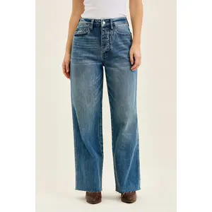 Judy Blue Wilhelmina High Waist Baggy Jeans, Women's Wide Leg Streetwear Denim with Rigid Magic Soft Stretch