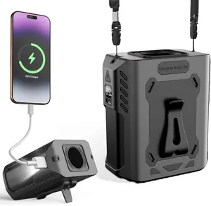 Portable Waist Fan Clip 5-Speed Personal Cooling Fan 10000mAh Rechargeable Up to 24 Hours Wearable Belt & Neck with LED Light portable..charger flashlight