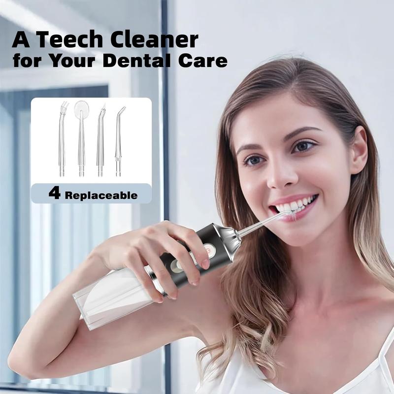 【1PCS】Wireless Electric Dental Floss Irrigator, Oral Irrigator, 3 Modes & 4 Jet Nozzles, Rechargeable Portable for Teeth and Gum Cleaning at Home or On-the-Go, Perfect for Personal Care, Personal Care Appliances, Holiday Gift Idea