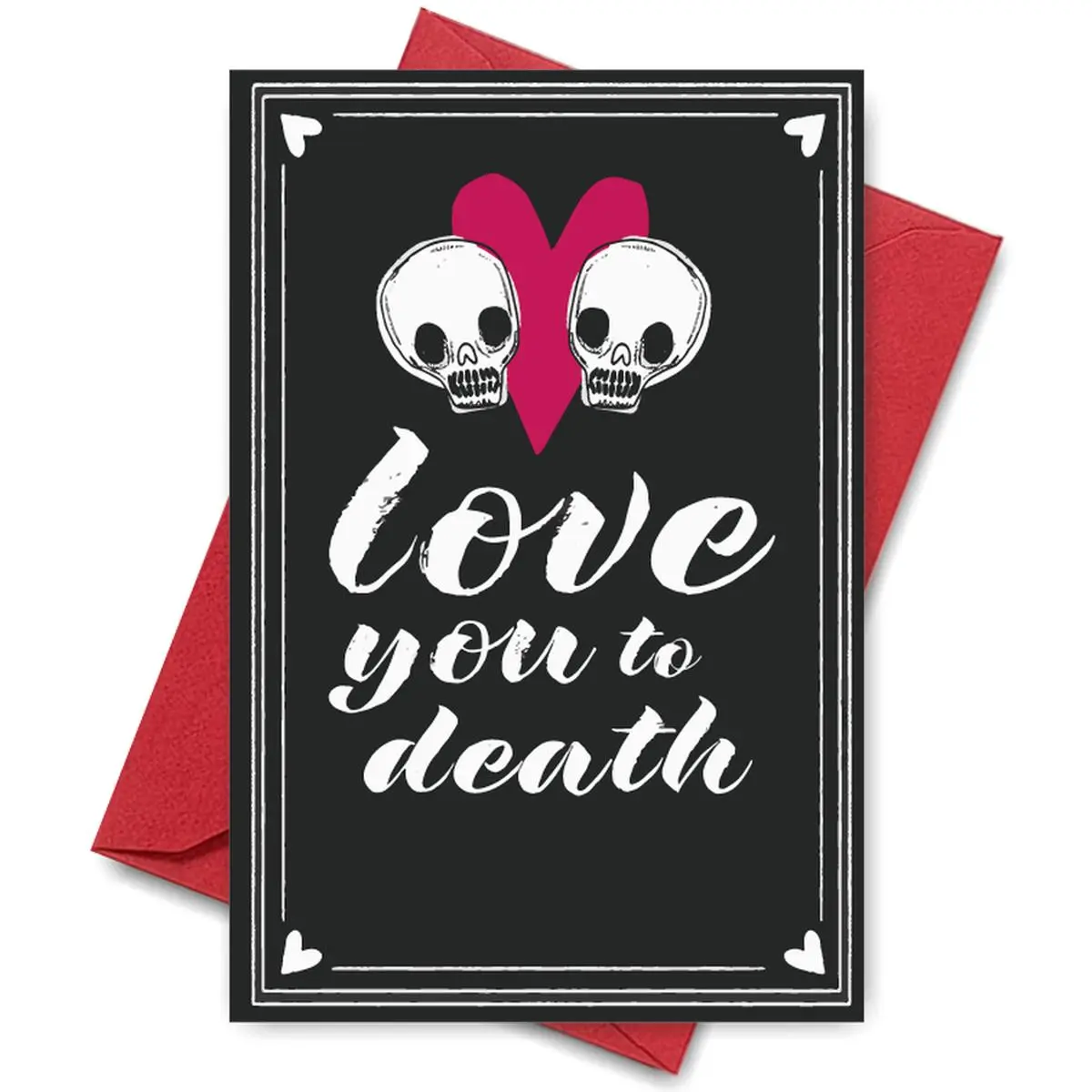 1PC Gothic Valentine's Day Card, "Love You to Death" Skulls Design, For Romantic Partners, Perfect for Playful Valentine's Wishes