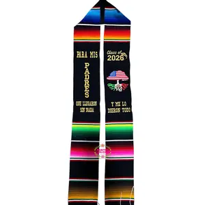 *2026* Llegaron sin nada - Black graduation stole Sarape Sash IN STOCK