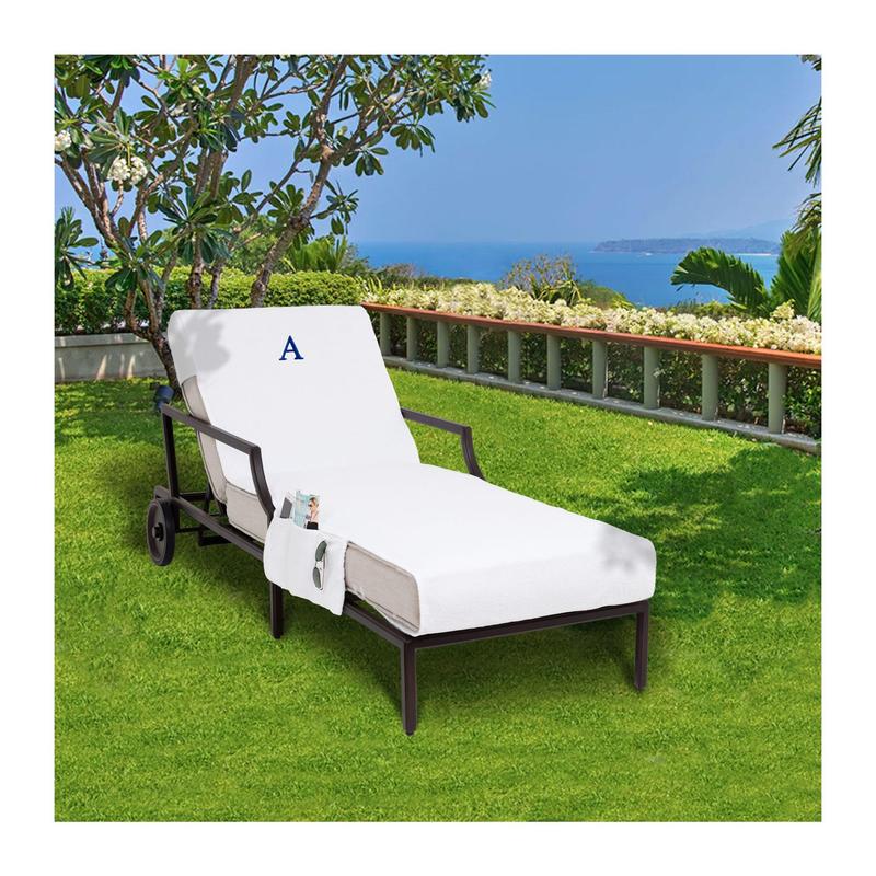 Linum Home Personalized Std Size Chaise LoungeCover w/Pockets