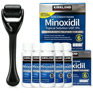 6pcs Kirkland Signature 5% MinoxidilExtraStrengthHairRegrowth Treatment - Men's USPTopicalLiquidwithDropper, PeppermintCastorRosemaryBiotinHaircareFormula