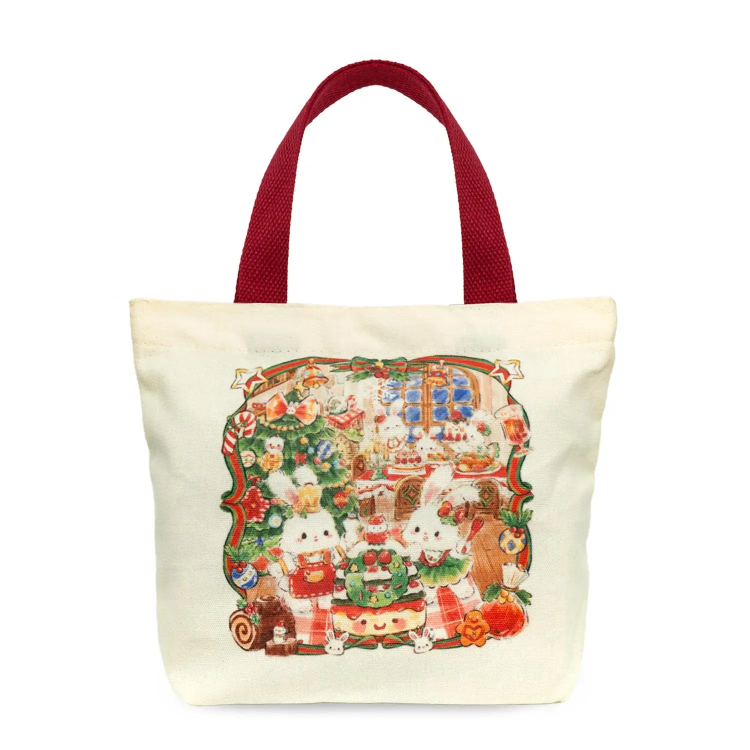 【BunnyLulu】Eco-friendly Mini Canvas Tote Bag – Reusable Lunch Bag, Cute Summer Gift for Women, Girls and Kids, Great for Travel or Birthday