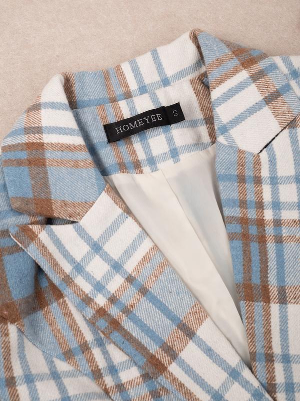 Fashion Elegant Daily Commute Plaid Office Women's Blazer Jacket, Stylish Professional Workwear, Perfect for Business and Casual Settings