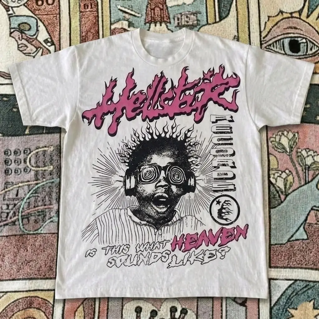 VP Hellstar x Lourdes white cotton graphic tee