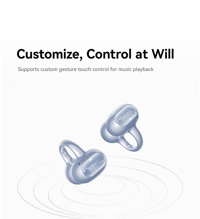 Sanag S8S Ultra Ear Clip Earbuds - 50H Playtime IPX67 Waterproof for Sports Running Office