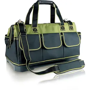 17in Tool Bag For Men Heavy Duty with Waterof Molded Base, High Capacity Wide Mouth Tote, Construction Worker Electricians Tool Bags, Large Tool Bag Organizer for Men Women Tool Tote