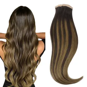Hotbanana 20pcs Tape in Hair Extensions Straight Real Human Hair 50g 14 to 24 inch Invisible and Reusable Tape Hair