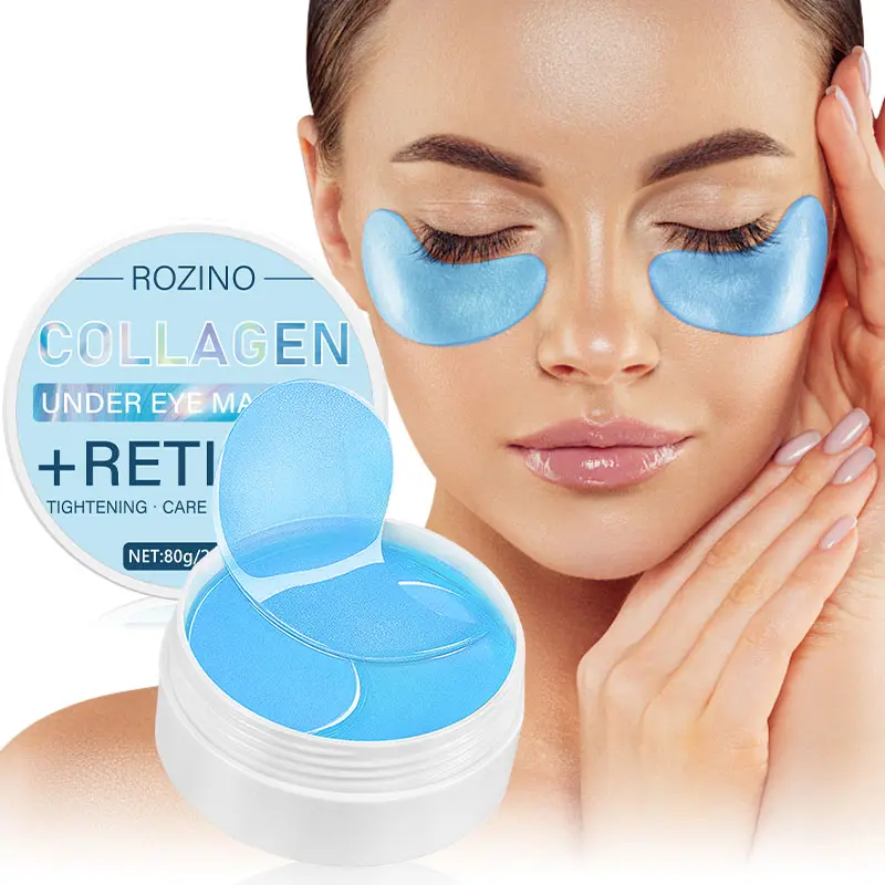 ROZINO Collagen Retinol Eye Mask for Dark Circles Wrinkles Puffiness - Tightening Hydrating Under Eye Treatment Gel Patches Dermatologist Tested 80g 2.82oz Overnight Repair Brightening Eye Care