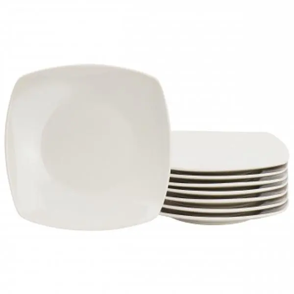Gibson Home 7 in. Glossy White Zen Buffetware Dessert Dinnerware Plates - 8 Pieces, Oven-Safe for Serving