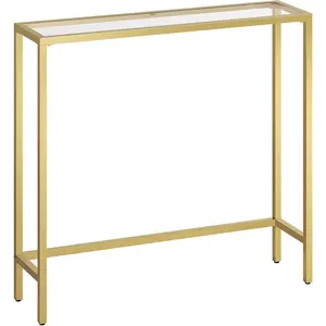 29.5" Narrow Console Table, Tempered Glass Sofa Table, Small Side Table, Modern Entryway Table, for Entrance, Living Room, Foyer, Hallway Bedroom,  GD07XG01