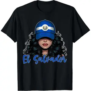 100%25 cotton Salvadoran Girl El Salvador Flag Proud Salvadorena Women T-Shirt