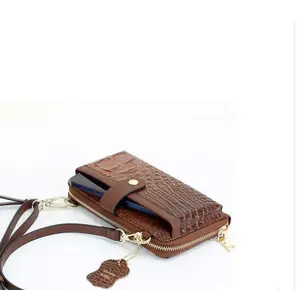 Jade Embo Leather Wallet Wristlet-COGNAC