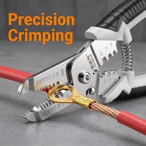 Multi-Functional Electrician Pliers, Professional Industrial Wire Stripper Cutter Crimper, Stainless Steel Electrical Hand Tool