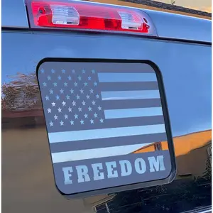 for 2015-2026 Ford F150 Rear Middle Window Freedom American Flag Decal for Truck, Matte Black USA Flag Vinyl Decal Sticker, Patriotic Truck Accessories