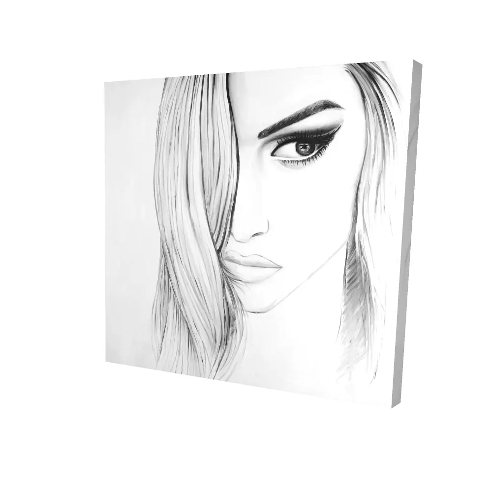 Begin Home Decor 2080-2424-FI52 24 x 24 in. White Figurative Beauty Canvas - Black & White Portrait Decor